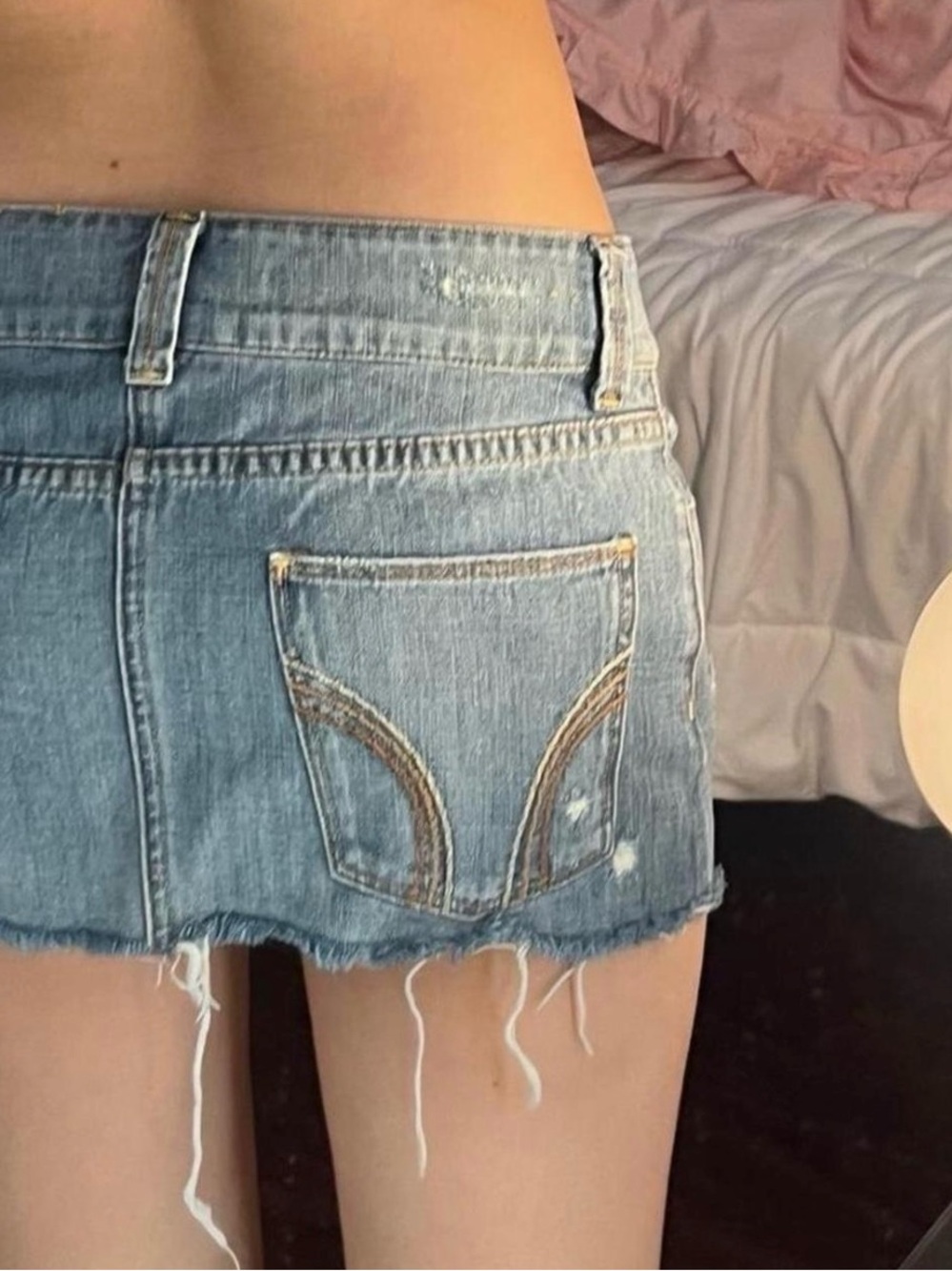 2000s vintage Hollister coconut girl summer denim mini skirt